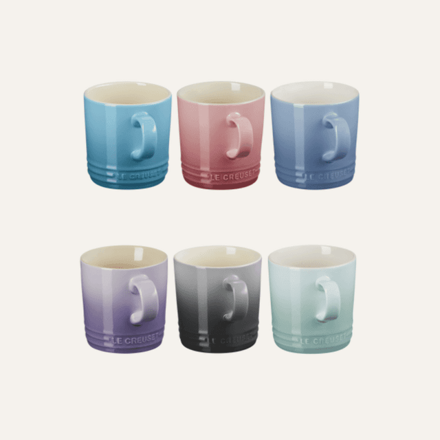 image of Set of 6 stoneware pastel mugs