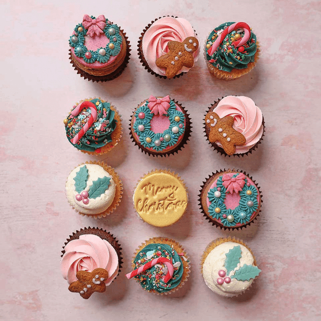image of Box of 12 festive cupcakes