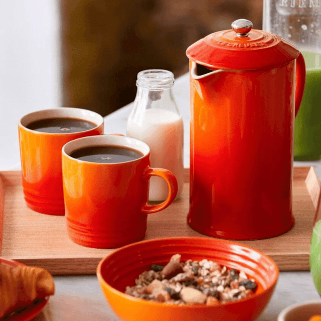 image of Stoneware cafetière with metal press
